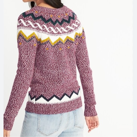 Old Navy Purple Fair Isle Sweater S Tall - Picture 8 of 13